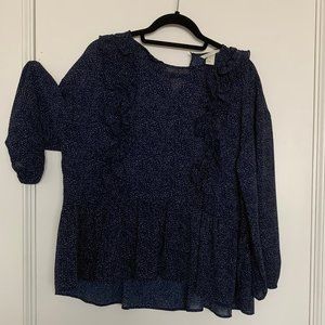 H&M Dark Blue Polka Dot Blouse